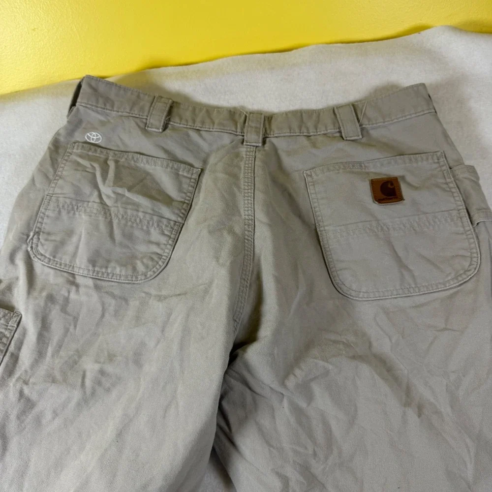 Carhartt‎ Mens Khaki Canvas Work Pants Toyota Logo Utility Carpenter 38x30